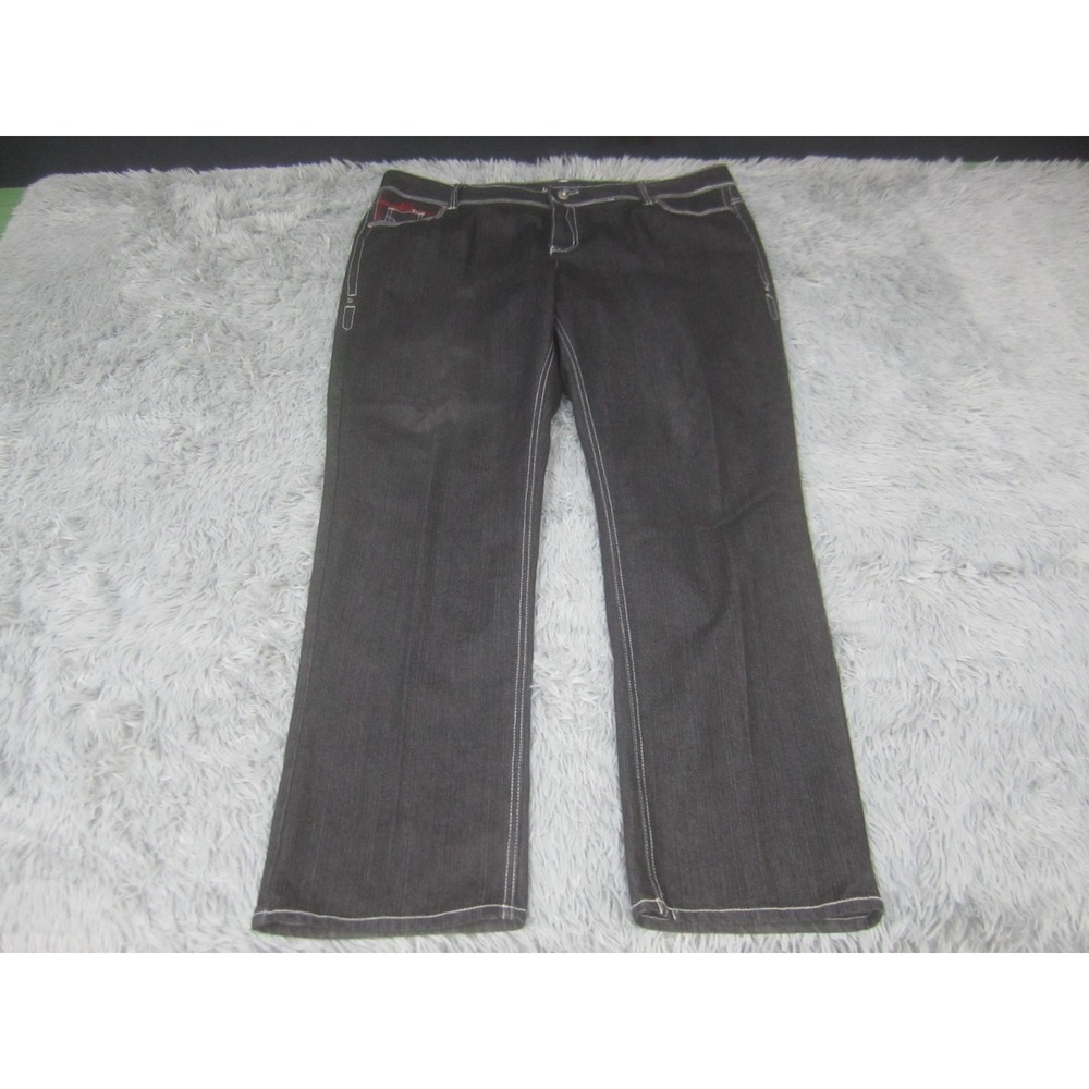 Kamikaze Jeans Womens 24 Black Dark Wash Straight Leg Stretch Denim Mid‎ Rise